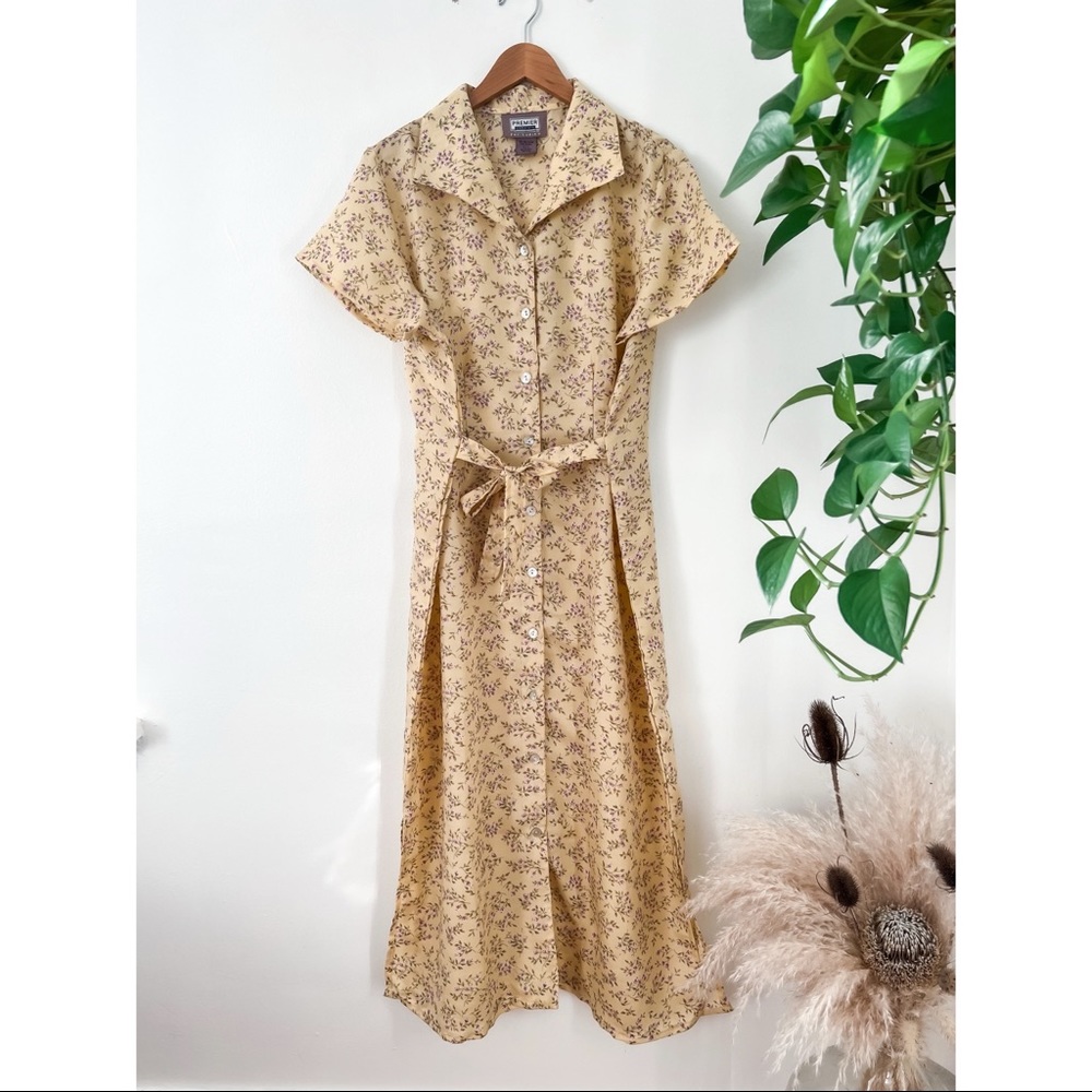 🔴 SOLD :: Vintage Floral Teacher Dress with Button Front and Tie Waist
